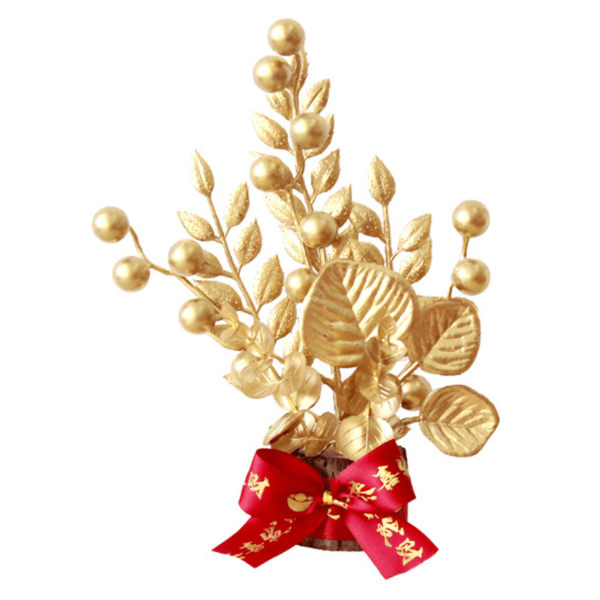 Bordsdekoration Lyckligt träd Livfullt utsökt förmögenhetsträdsornament med hängtag för vår festival inflyttningspresent Liten C
