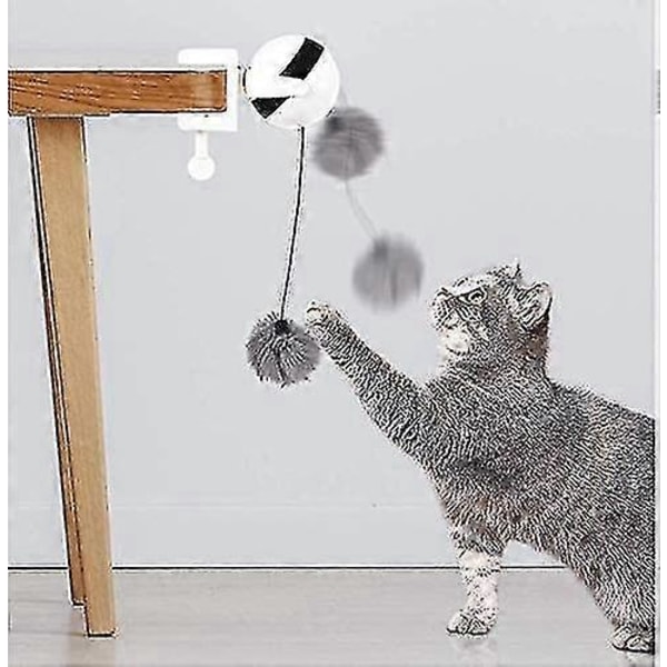 Dotpet Pet Fling String Kattleksak Robot Interaktiv Jaktleksak Med Pomponer (vit)
