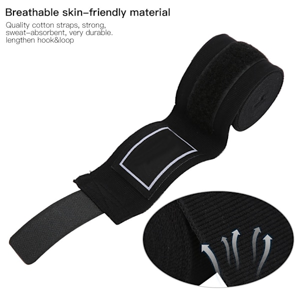 1 par BN elastisk boxningsfixeringsbälte Sanda Muay Thai handlindor handledsskydd sport skyddsutrustning svart