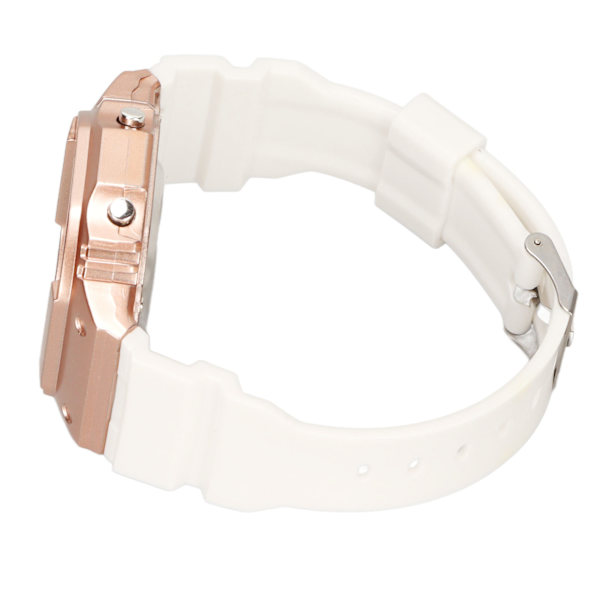 Elektronisk watch Vattentät Casual Snygg digital watch med ljus för män Kvinnor Studenter Vit roséguld