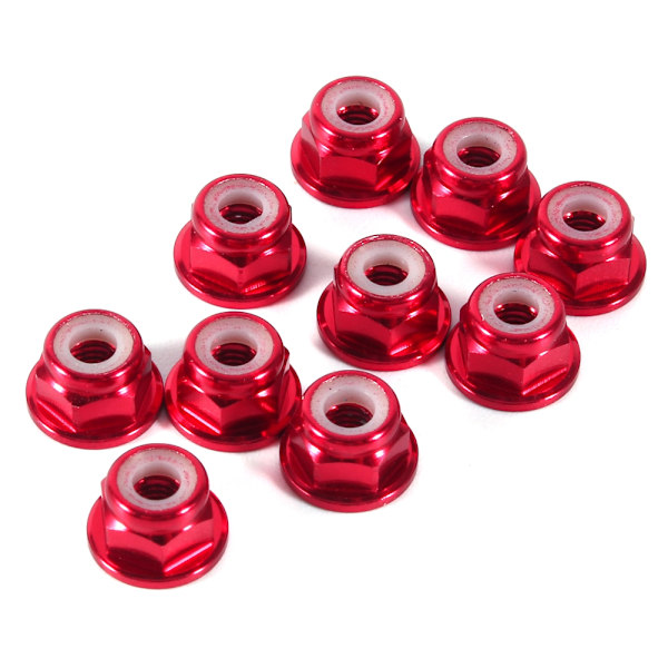 10 stk M3 Nylon Insert Selvlåsende Aluminiumsmuttere Hex Lock Mutter Mørkerød