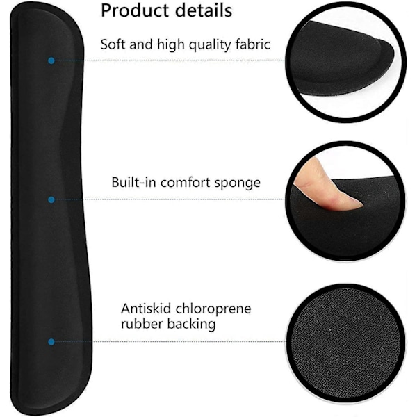 Tangentbords handledsstöd och gel-mus handledsstöd, ergonomiskt handledsstöd, halkfritt tangentbord mus handledsstöd kit datortillbehör (43x8.5x2cm)