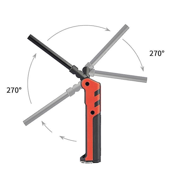 Laddningsbara LED-arbetslampor med magnetisk bas Ficklampor 5 lägen 360 graders roterbar grilllampa för män Svart