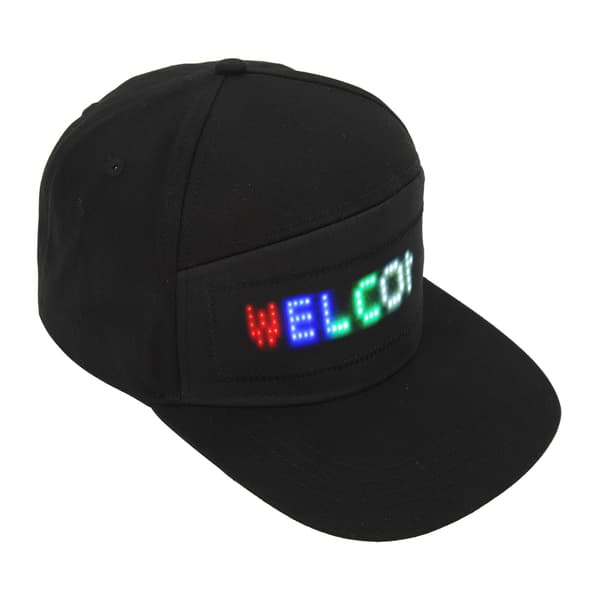 LED-caps Programmerbar Bluetooth APP-kontroll Redigerbar Fargerik LED-hatt for utendørs konsert karneval svart