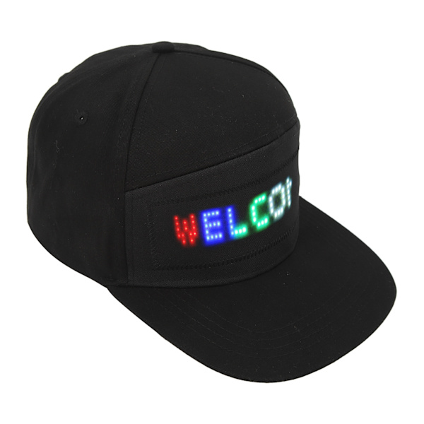 LED-kasket programmerbar Bluetooth APP-styring redigerbar farverig LED-hat til udendørs koncert karneval sort