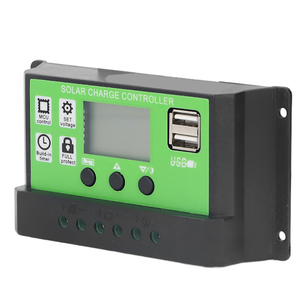 Solcelleladerkontroller Justerbar Parameter Intelligent Solcellepanel Ladebatteriregulator med LCD-skjerm 12V 24V Adaptiv 10A