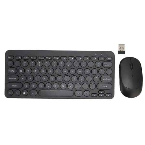 2,4G trådløst tastatur Mus Combo 78 Taster Retro Rund Keycap Mute-knapper Ergonomi Mus og tastatur til Business Office Sort