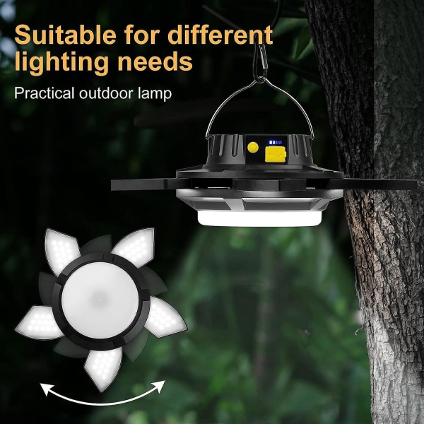 Vattentät uppladdningsbar LED-campinglykta med 5 lägen och 4000mAh Power Bank - Bärbar tältlampa för utomhusbruk, vandring