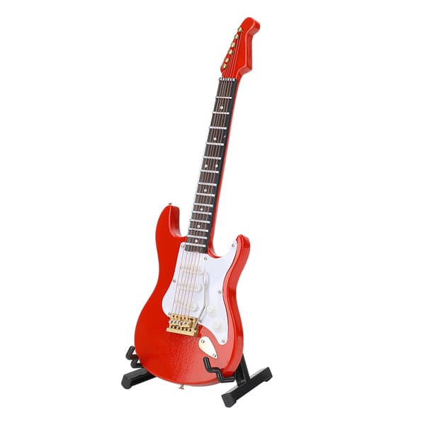 Miniatyr Röd Elgitarr Modell Musikinstrument Hantverk Prydnad Gåva