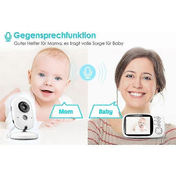 Baby Monitor med Kamera, Trådløs Video Monitor 3.2 \"tft Lcd Digital Dobbel Digital Audio