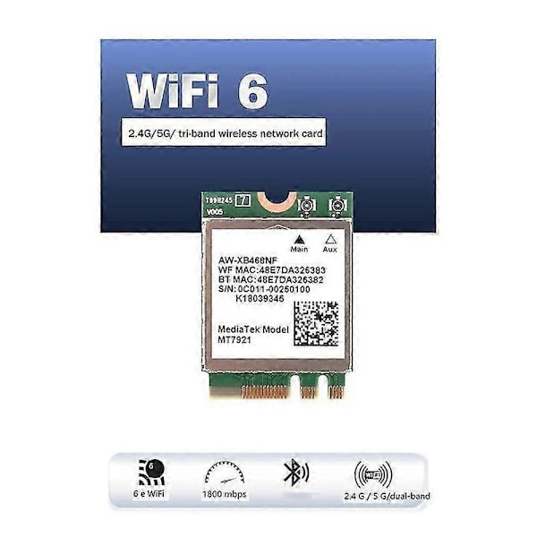 MT7921 WIFI6 2.4G 5G Gigabit Netværkskort M2 5.2 BT Netværkskort Desktop Computer Laptop Indbygget Trådløst Netværkskort