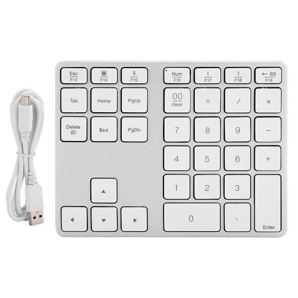 Mini numerisk tastatur for Bluetooth 3.0 aluminiumlegering innebygd litiumbatteri