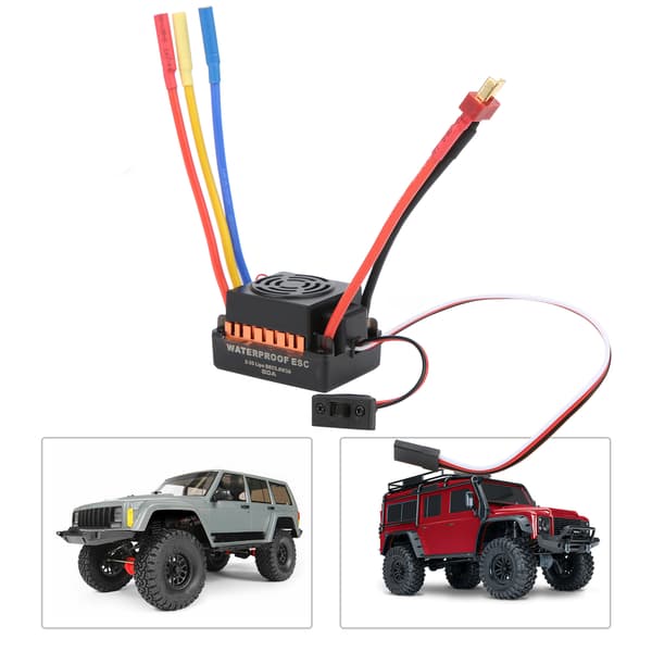 RC ESC 60A vanntett elektronisk hastighetskontroller tilbehørsdeler for 1/10 RC bilmodell Oransje