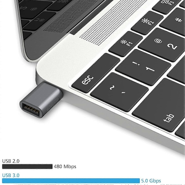 USB C till USB Adapter (2-pack), USB-C till USB 3.0 Adapter, USB Typ-C till USB Adapter, Thunderbolt 3 till USB Hona OTG Adapter för MacBook Air 2020 (Mörk