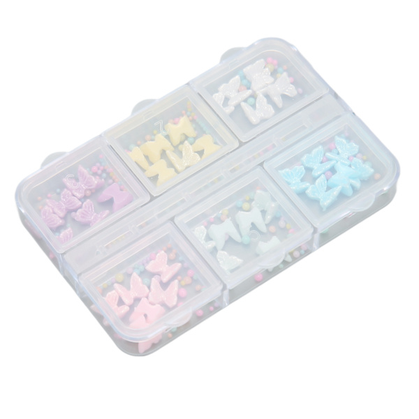 1 Box Nail Art Decals Hartsi Kynsien koristelu Useita värejä Rusetti solmu ja helmet Tarvikkeet