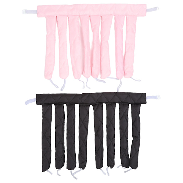Varmeløs krøllebånd 2 stk. stort bølget fluffy krølle hår sove krølle hår pandebånd pink sort