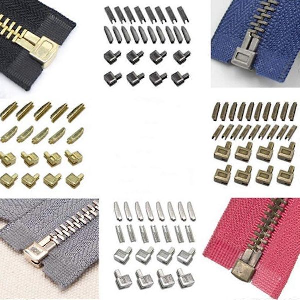 Metall Dragkedja Spärr Slider Fäste Insättningsstift Brons+Grå
