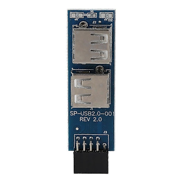 Emolevyn 9-nastainen naarasliitin kahden USB2.0 A-naarasliitännän laajentamiseen