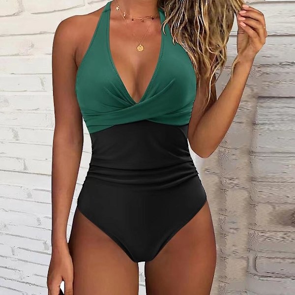 Stylish Deep V Neck One Piece Swimsuit for Women