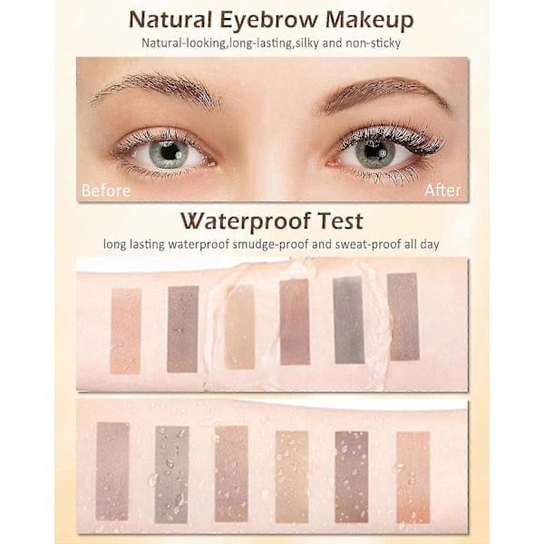 Ögonbrynspuder Makeup Kit, 3 Färger Ögonbrynspuder Långvarig Vattentät, Tonat Ögonbrynspuder Medium Mörkgrå Brun Brynutfyllnad