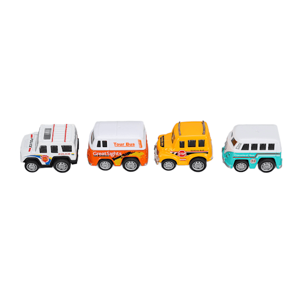 4 st Mini Cartoon Car Kit Pull Back Cartoon Bus Car Model Toy för pojkar flickor småbarn