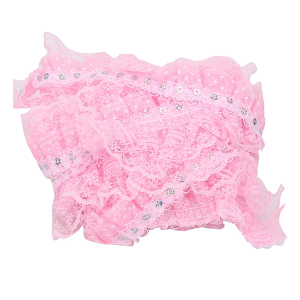 5 meter flerfärgad 45 mm prickar plisserad trim mesh spetsband sy paljetter broderad DIY hantverk (rosa)