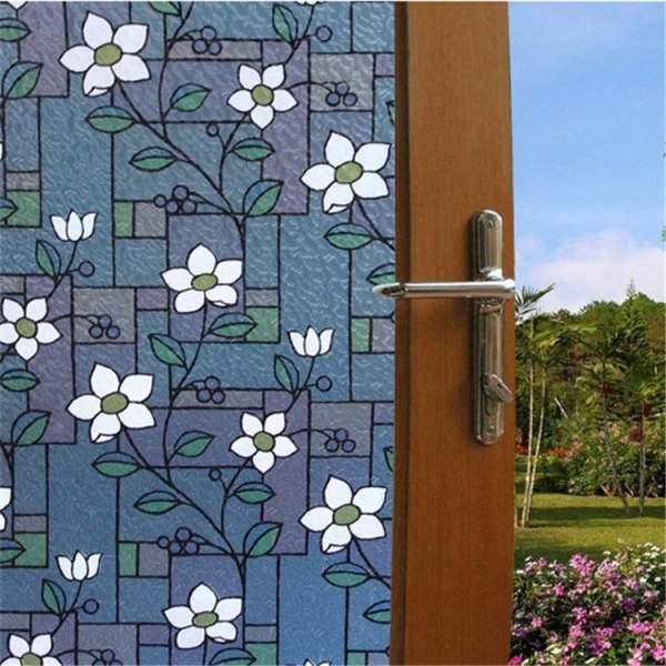 44,5x300CM Blackout Privacy Window Film, Flower Electrostatic Window Film