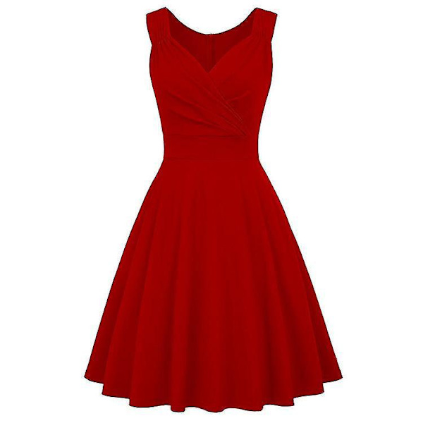 Retro Rockabilly Kvinners Kjoler XL Rød