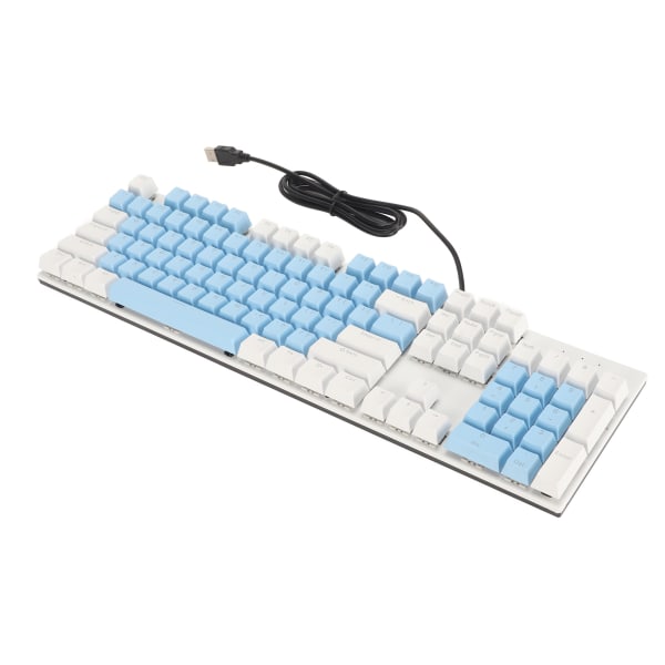 104 tangenter Mekaniskt speltangentbord 28 Bakgrundsbelysningslägen Blå Switch Plug and Play RGB Trådbundet datortangentbord för Windows för Linux Blå Vit