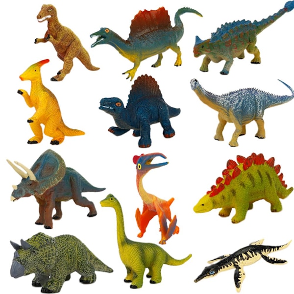 12 stk. Mini Dinosaur Figur Legetøj til Drenge og Piger PVC Dinosaur Legetøj Sæt Vaskbar Simulation Mini Lærings Dinosaur Dyr Legetøj