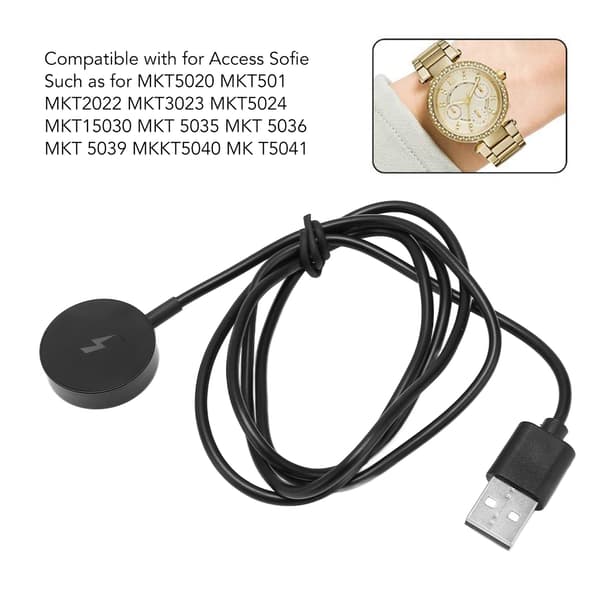 Klokkelader Magnetisk Rask Multi Beskyttelse Bærbar Klokke Ladekabel for Access Sofie Bradshaw Grayson 1 meter Svart
