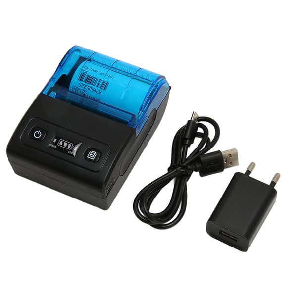 Bærbar termisk printer Multifunktionel Bluetooth 4.0 58 mm Mini termisk kvitteringsprinter til butik Restaurant Virksomhed EU-stik