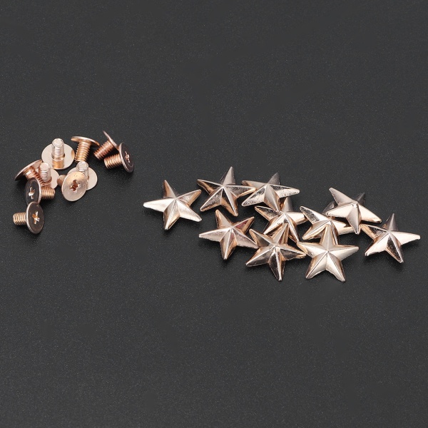 10 stk Metal Star Stud Nitte Spike Skrue til Leathercraft Tasker Sko DIY dekoration (14mm guld)