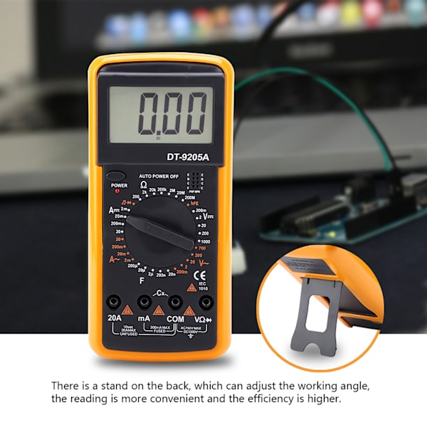 DT9205A LCD-skjerm Håndholdt digitalt multimeter AC/DC motstandskapasitanstester