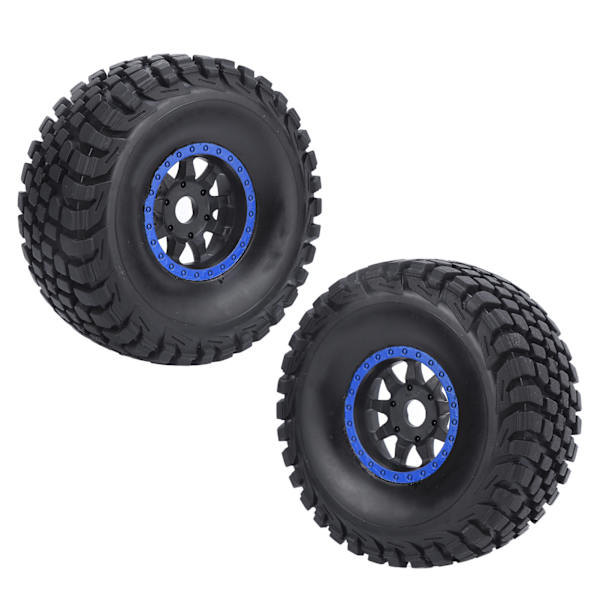 2 stk fjernkontrollbildekk Slitestyrke Plast Beadlock Kjøretøyhjul med pakninger for 1/7 Fjernkontrollbil Blå