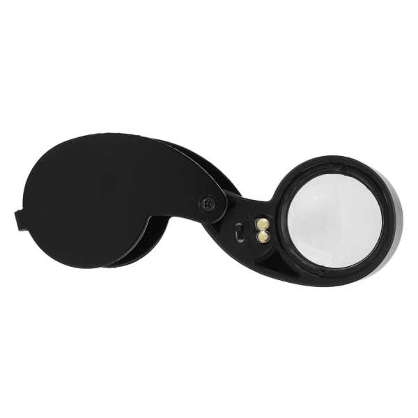 40X Forstørrelsesglass Lupp LED-lys Høytransmitterende Bærbare Juveler Lupp med aluminiumslegeringsskall for eldre Svart