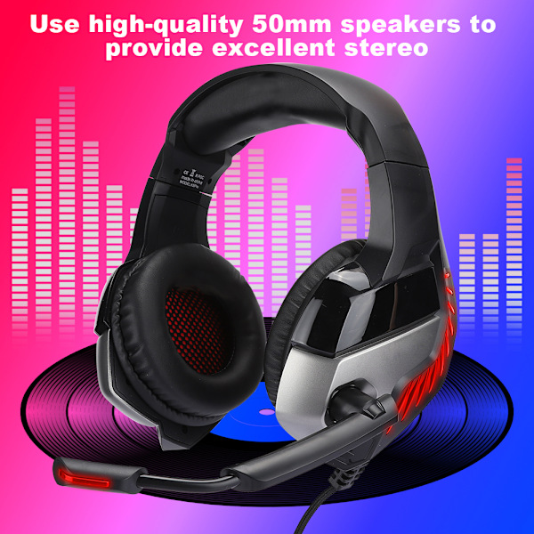 Headset til hovedmonteret computer med lysende gaming-headset til PS4 (sort rød)