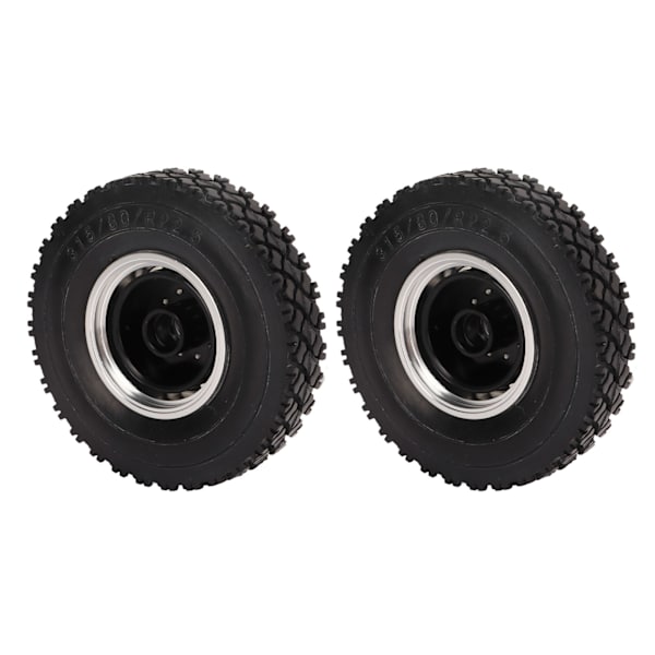 2-pack aluminiumfälg och däckkit för Tamiya 1/14 RC-traktor, ersättningsdäck, främre hjullager