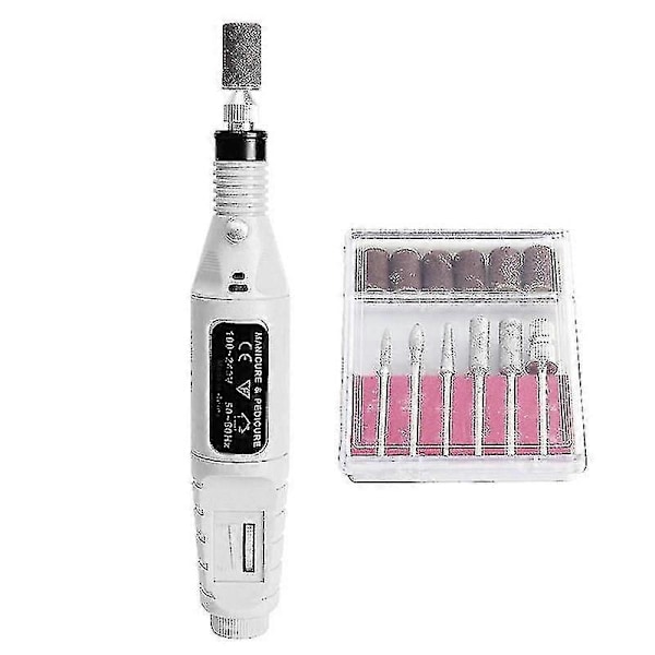 Usb Mini Sliber Med 6 Slibehoveder 3000-20000 4 Roterende Hastigheder Elektrisk Boremaskine Hvid