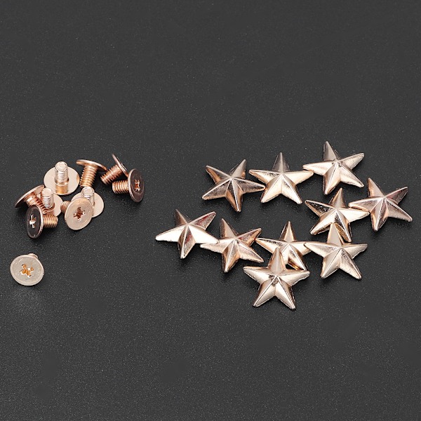 10 st Metal Star Stud Nit Spike Skruv för Leathercraft Väskor Skor DIY dekoration (14mm guld)