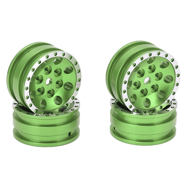 4 kpl Metalli 8 Pyöreä Reikä Pyörännavan Vanteet Axial SCX24 1/24 Kauko-ohjattava Kiipeilyauto Vihreä