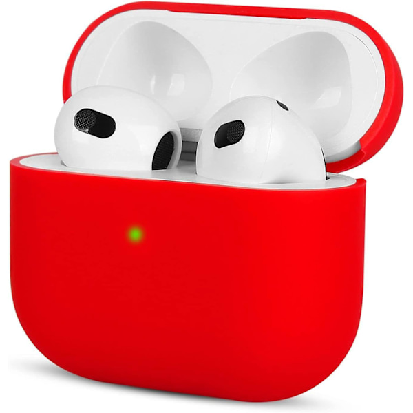 6 st Röda Silikonfodral Kompatibla med Airpods 3, Skyddsfodral för Airpods 3 2021 Generation, ultratunt, Mjukt Skyddsfodral för Airpods 3, Synlig