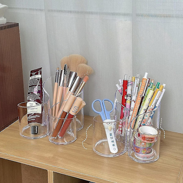 S-formet gennemsigtig desktop makeup børste og brevpapirholder