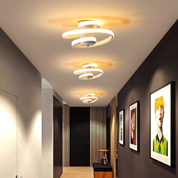 Moderne LED-taklamper, 18W Kreativ Spiral Taklampe, Varmt Hvit Metall Akryl Lysekrone