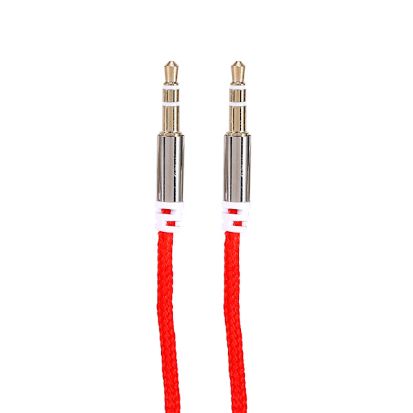 Lydkabeladapterstik 3,5 mm AUX-kabel han-til-han-bilhjælpeledning Stereokabel Rød
