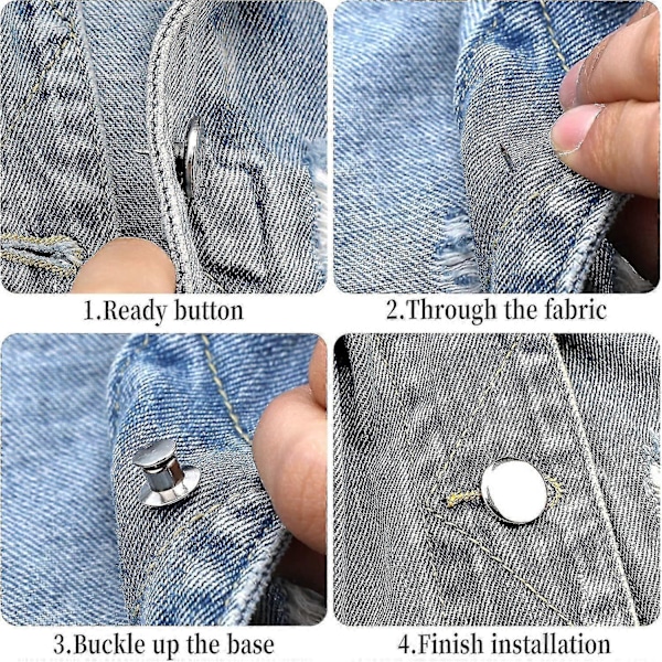 20 Sarjaa 17mm Vaihtonapit Farkkuihin Saumattomat Irrotettavat Metalliset Nepparit Denim-vaatteisiin Farkkuihin Housuihin Laukuihin A