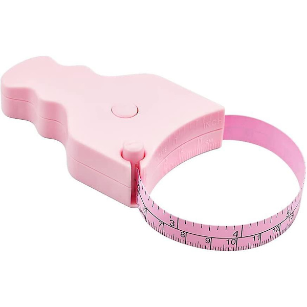 Kompakti ergonominen mittanauha - Tarkka ja helppo käyttää yhdellä kädellä (60\"/150cm) - Ihanteellinen painonpudotukseen ja lihasten kiinteytykseen (Pinkki)