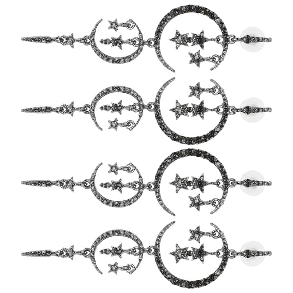 2 par øreringe legering diamant romantisk måne stjerne mode smykker kvinder piger tilbehør sort
