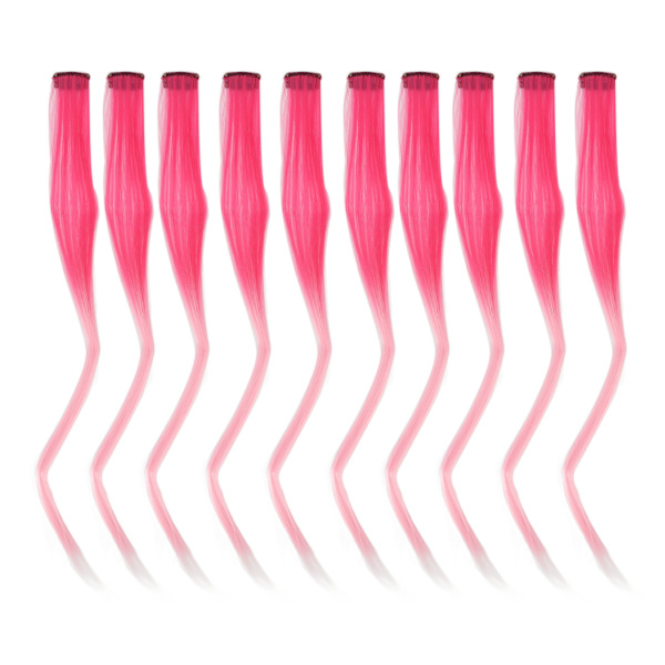 10 stk Høydepunkter Hårstykke Lang Rett Gradient Utsøkt Stilig Hårstykke Klips for Cosplay Arrangementer Halloween Fester Rød Rosa