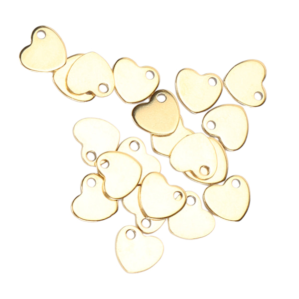 20 stk DIY hjerteformet vedhæng i rustfrit stål med tilbehør til fremstilling af hulsmykker (guld 6,5 x 7 mm)